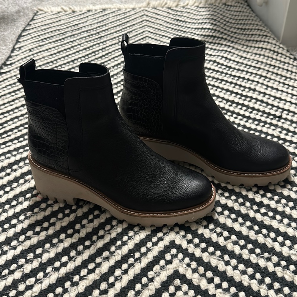 dolce vita black heeled slip on women’s boots